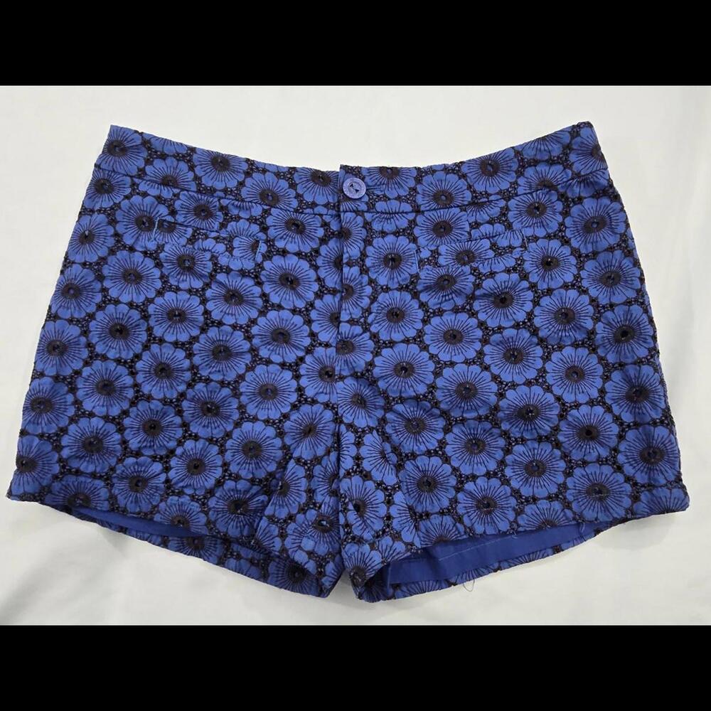 Elevnses Blooming Blue Black Floral Lace Shorts Anthro Size 12